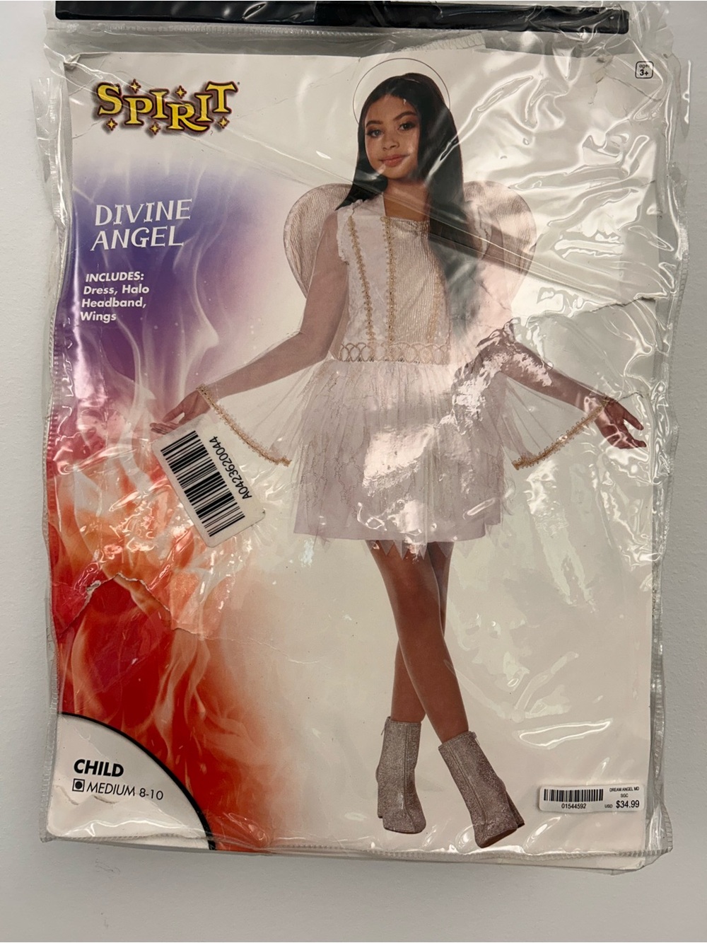 Divine Angel Child Costume Dress in Off White with Gold Trim Size Medium 8-10